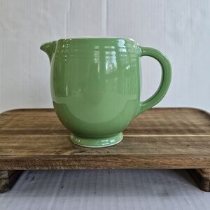 Hall Pottery Small Green Pitcher Creamer Ceramic Vintage 5" Tall